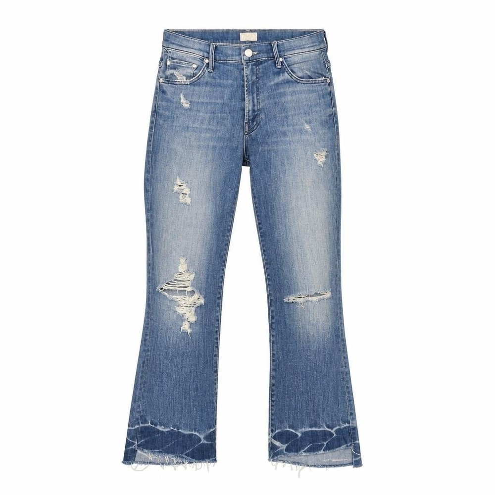 Mother Jeans Womens 29 Insider Crop Step Fray Blue USA Y2K Denim Distressed